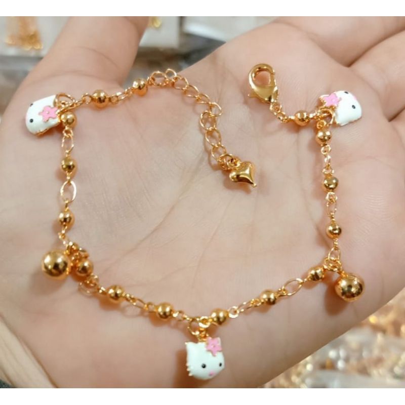 Gelang Kaki Anak Motif Kepala Hello Kitty Putih