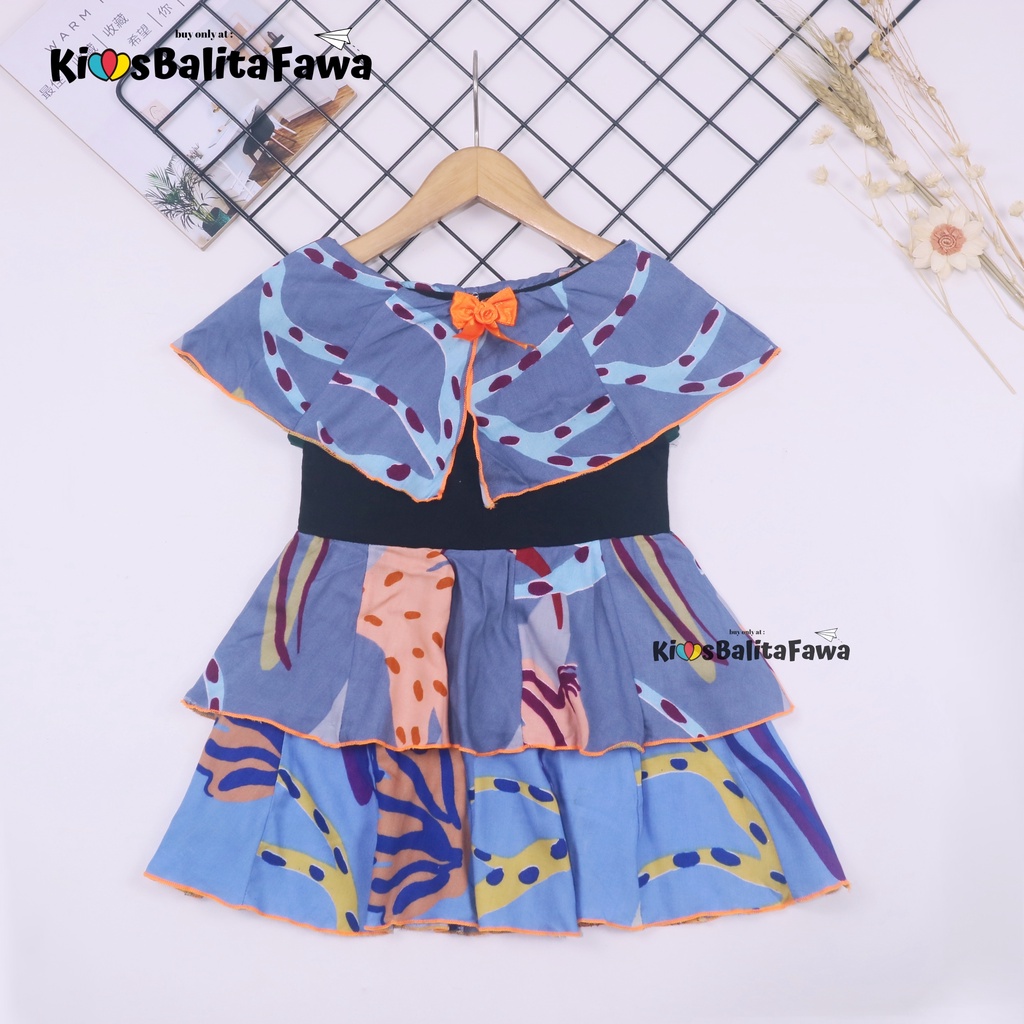 Dress Arumi size 1-2 Tahun / Baju Kensi Cewek Katun Adem Gaun Pesta Dres Cape Anak Perempuan Murah