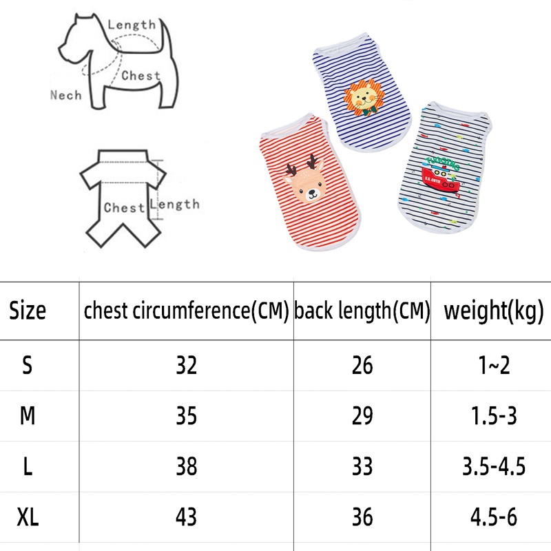 Rompi Motif Garis Gambar Kartun Untuk Anjing Peliharaan
