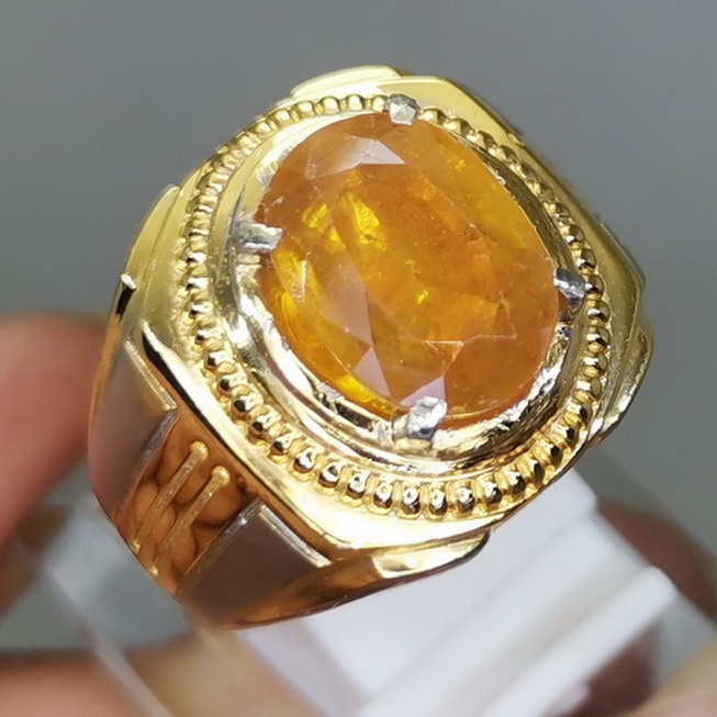 Cincin Batu Permata Asli Yakut Safir Kuning