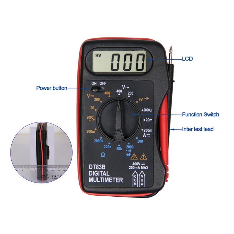 Pocket Size Digital Multimeter ACDC Voltage Tester - DT83B