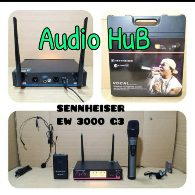 MIC WIRELESE SENNHEISER EW 3000 G3 HANDHELD CLIP ON PEGANG HEADSET