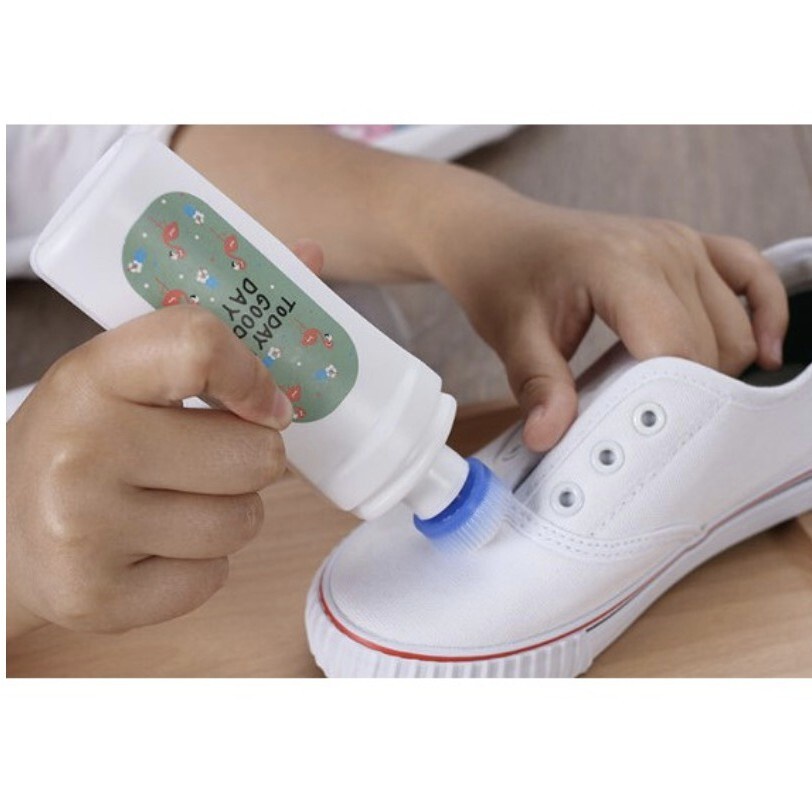 Sikat Semir Sepatu Cairan 100ml Semir Sepatu Putih Cairan Pembersih Sepatu Warna Putih White Shoes Shoe Cleaner