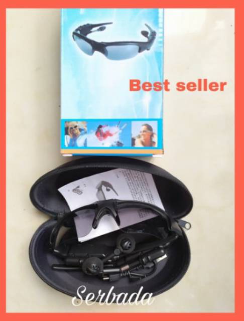 Promo Best Seller Kacamata Gaya Bisa Bluetooth Wireless Mp3 Setreo Headset Sunglasses Hitam