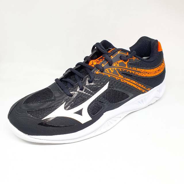 sepatu volley mizuno Thunderblade 2 low black white orange clown fish original new v1ga197053
