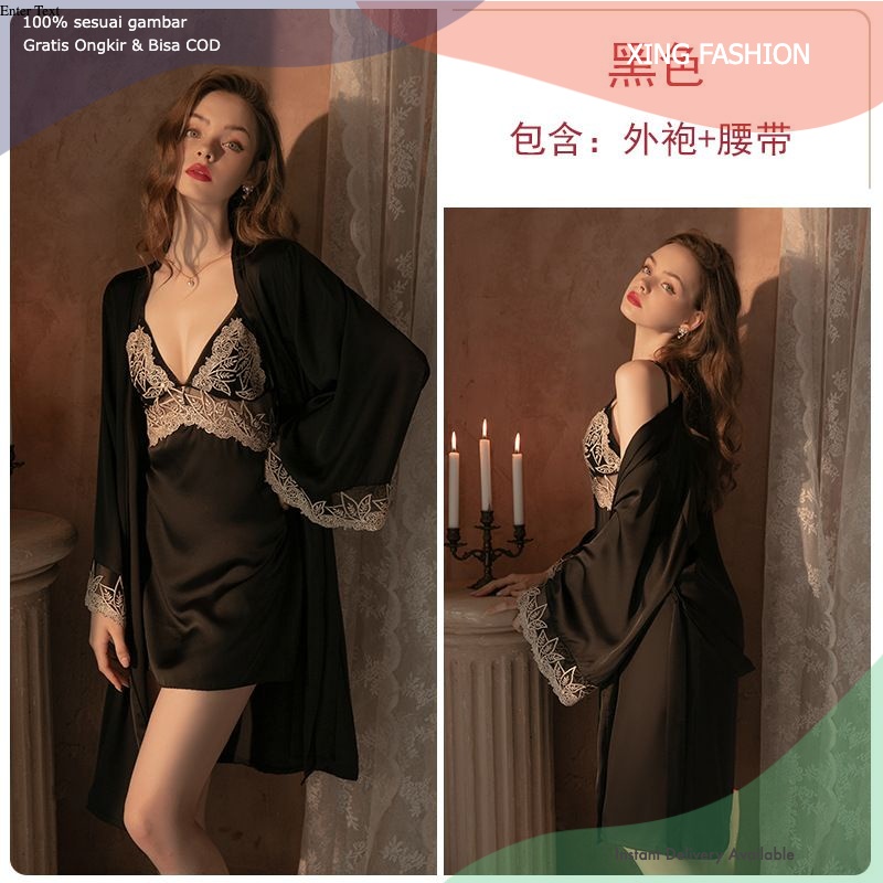Lingerie Seksi Baju Tidur Sexy Kimono Set Pakaian Dalam Wanita  Kode KF002