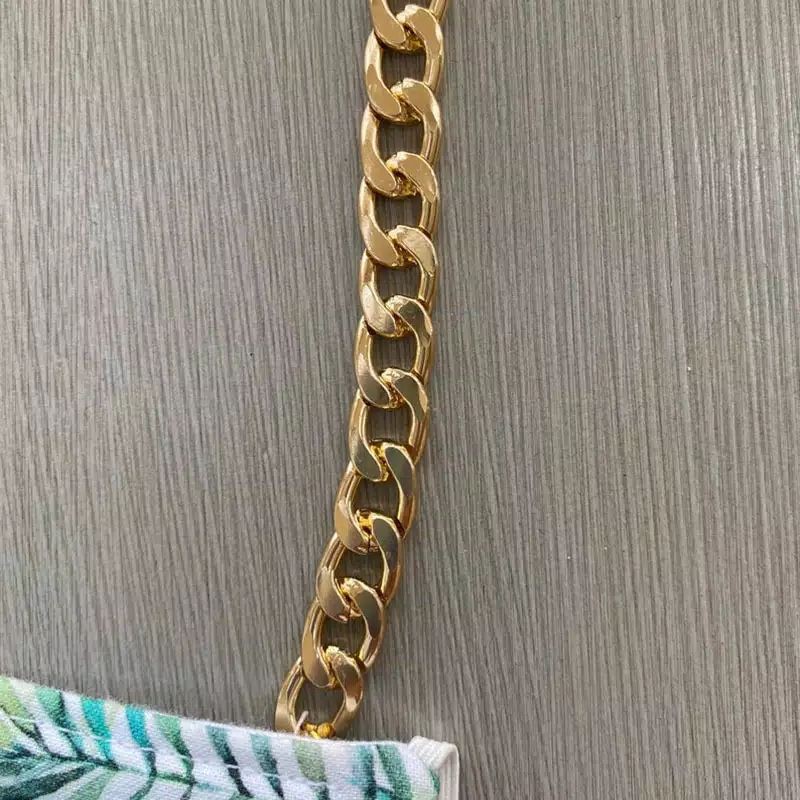 Kalung Gantungan Masker Strap Mask Plain Rose Gold Big Chain Rantai Pipih Besar Anti Karat Alumunium
