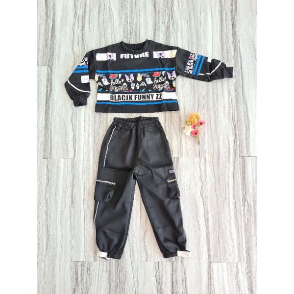 ONE SET CROP TOP ANAK KEKINIAN