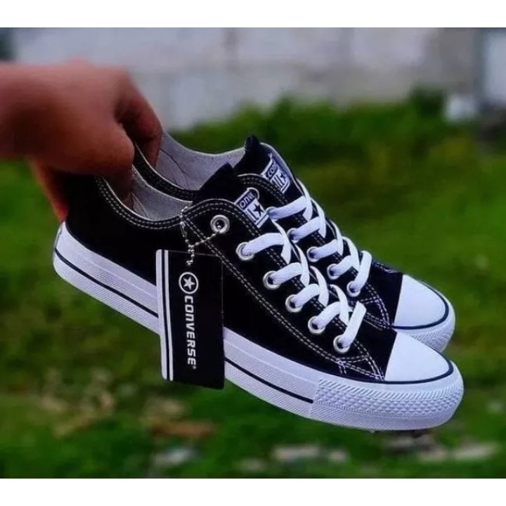 Jual Sepatu Converse All Star Low Black White Sepatu Sekolah Pria