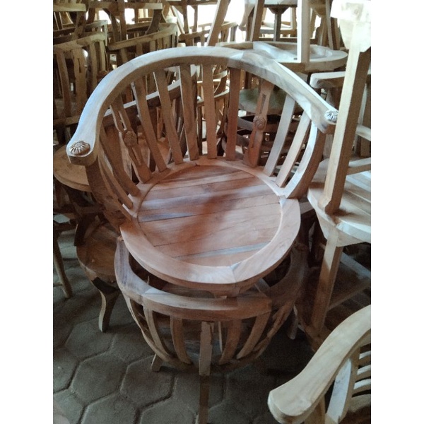 kursi teras mangkok jati perhutani