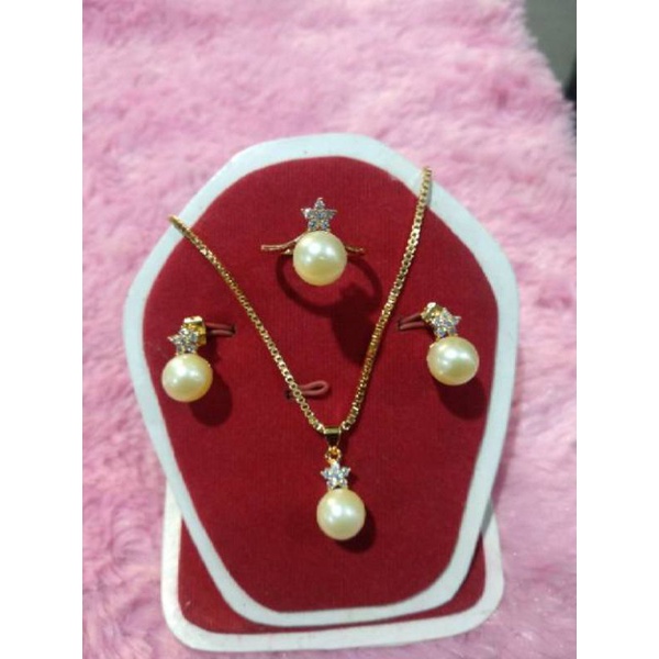 set perhiasan asli lombok set rhodium mutiara tawar