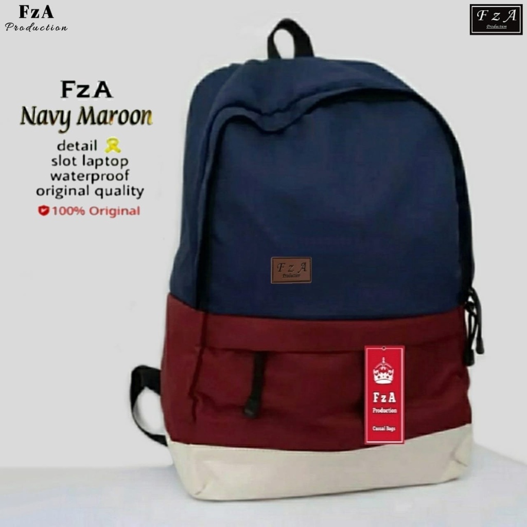 Tas Ransel Punggung Distro Casual Pria Wanita / Tas Ransel Laptop Original FzA FREE Waist Bag