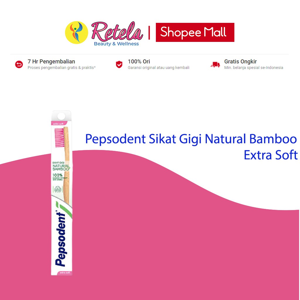 Pepsodent Sikat Gigi Natural Bamboo Extra Soft / Tooth Brush / Sikat Gigi Bambu