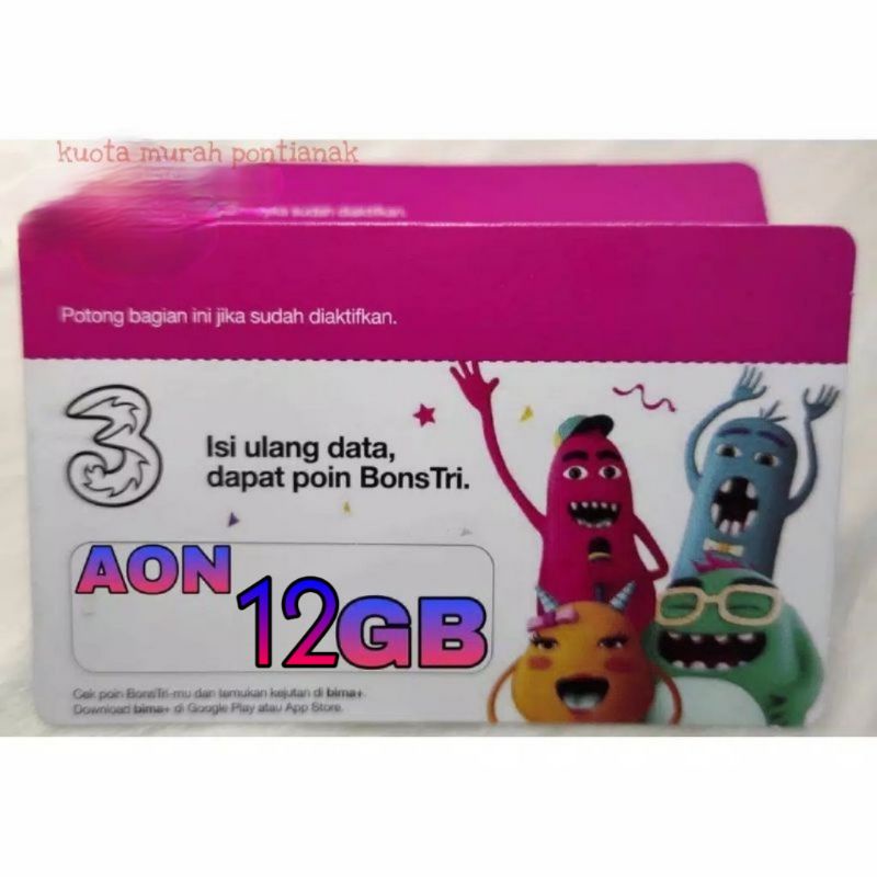 Voucher Tri Aon 12gb Vocer Three 12 gb Aon12