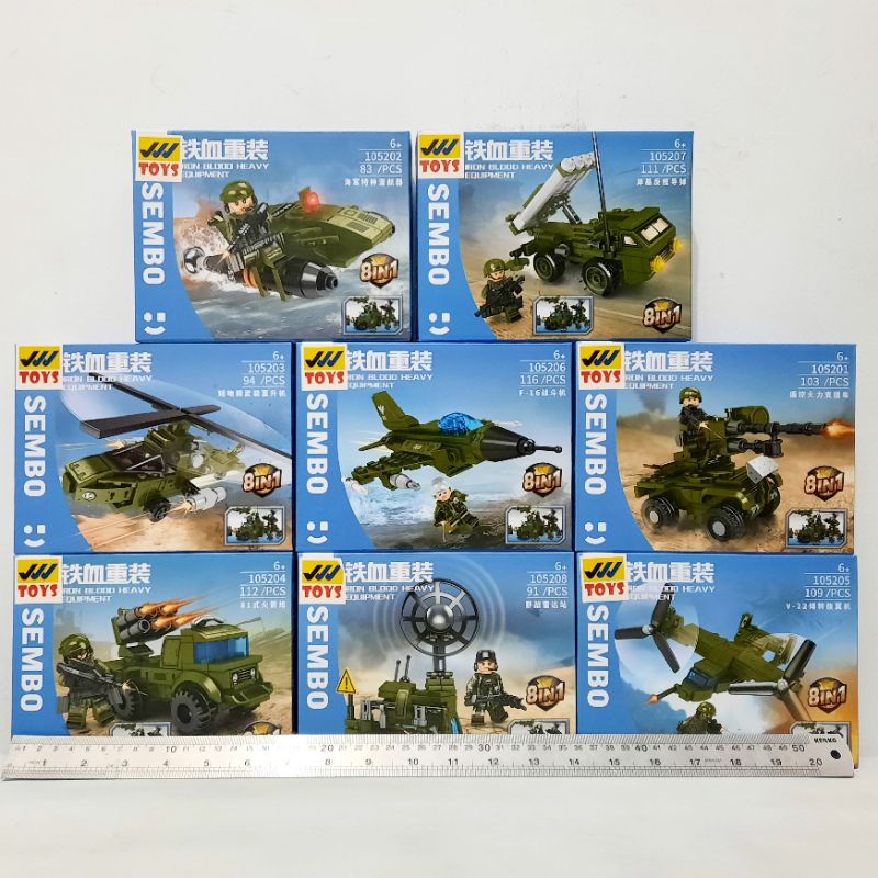 brick military army vehicle series 8in1 sembo 105201 - 105208