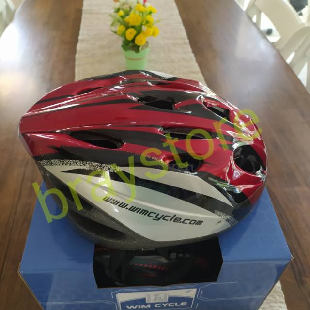 Helm sepeda mtb wimcycle red/grey