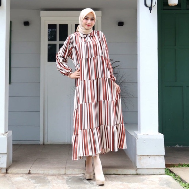 MIDI DRESS SHAKILA MOTIF BUNGA JUMBO SALUR XXL BIGSIZE BUMIL GROSIR TINGKAT SLETING MURAH