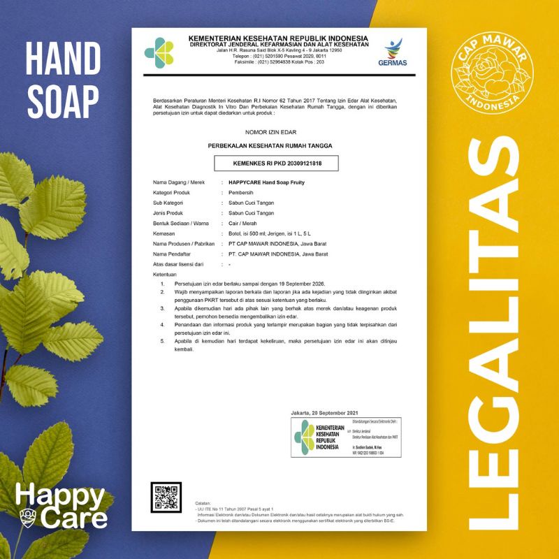 SABUN CUCI TANGAN ANTI BACTERIAL  500 ML HAPPY CARE /  HAND SOAP /  SABUN CUCI TANGAN