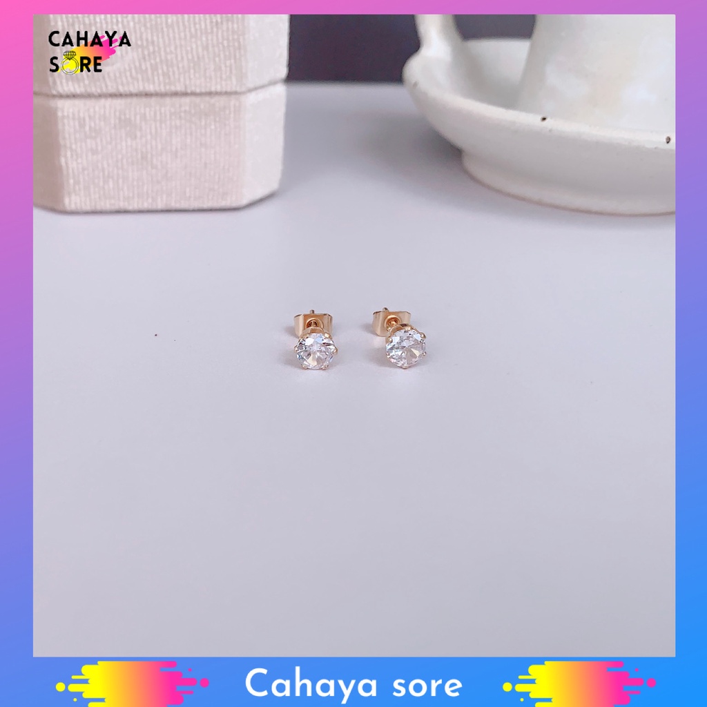 Anting Xuping Gold Anting Dewasa Model Tusuk Permata Bunga Rainbow AD23