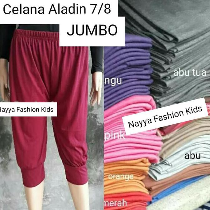 TERPERCAYA CELANA ALADIN 7/8 ( LUTUT ) JUMBO - CELANA SANTAI WANITA BAHAN KAOS - PINK TERLARIS