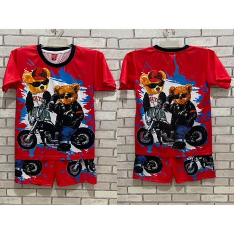 SETELAN ANAK BEAR BERUANG KEREN LUCU PRINTING MURAH (READY/BISACOD)