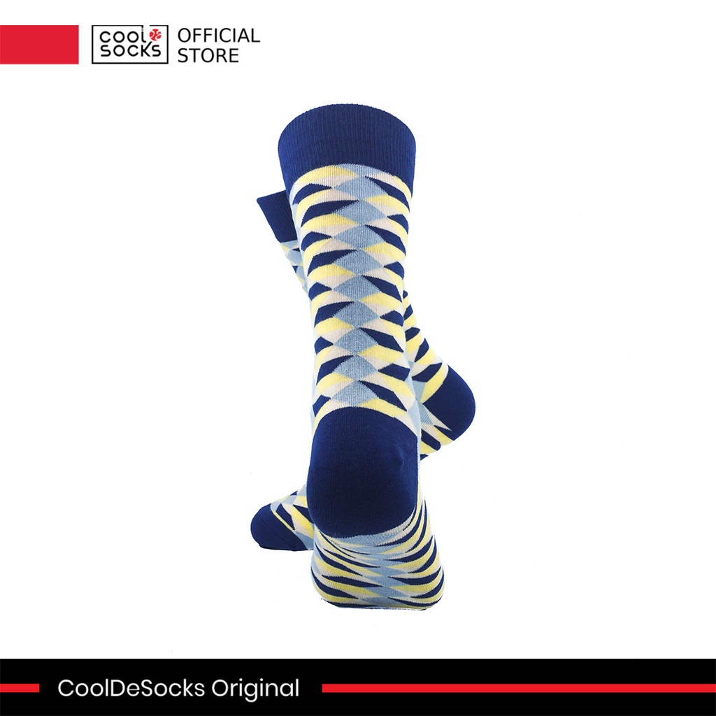 Kaos Kaki CoolDeSocks Original | Accordion Blue Grey Yellow