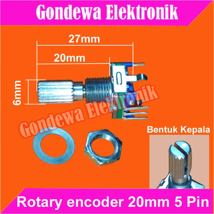 Rotary encoder 5 pin 20mm potensio digital EC11