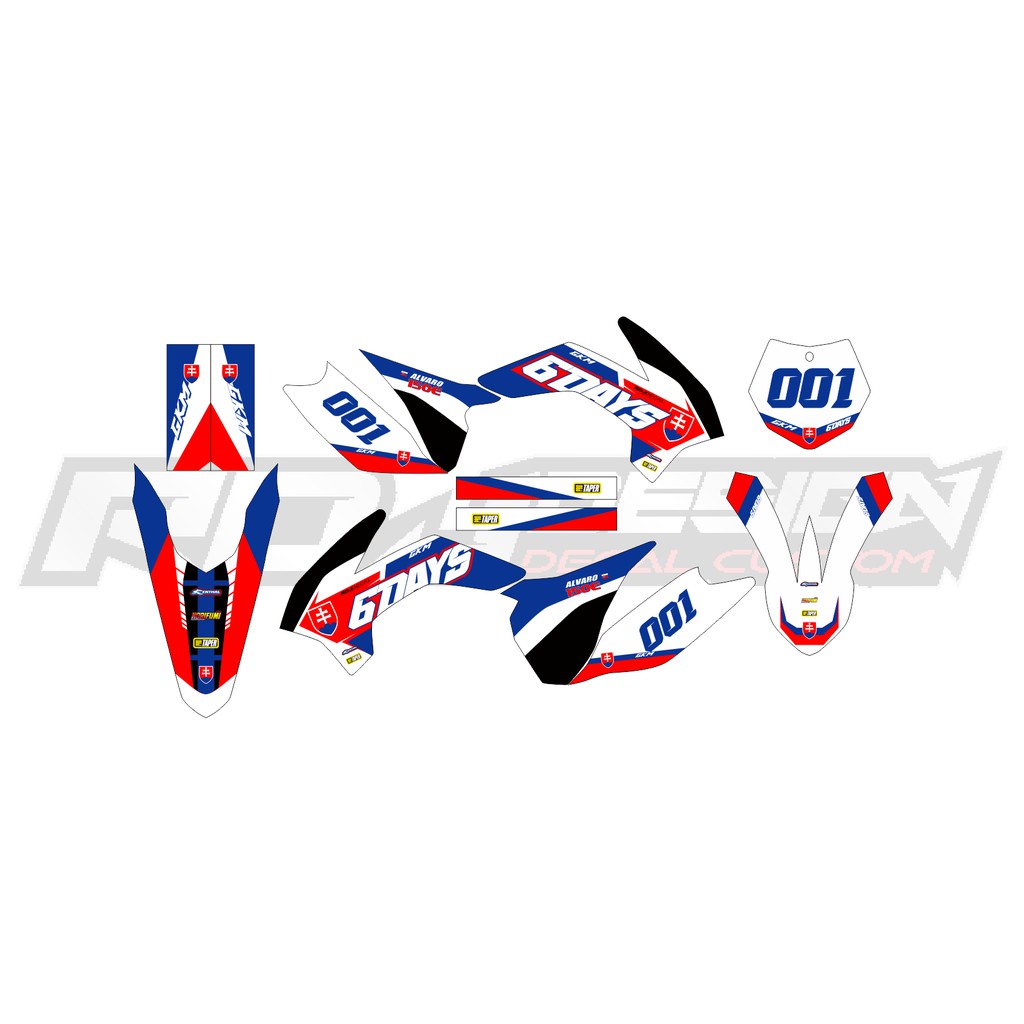 DECAL STICKER KTM 85 SIXDAYS (005) DEKAL STIKER KTM SX 2016 2017 HITAM MERAH PUTIH BIRU