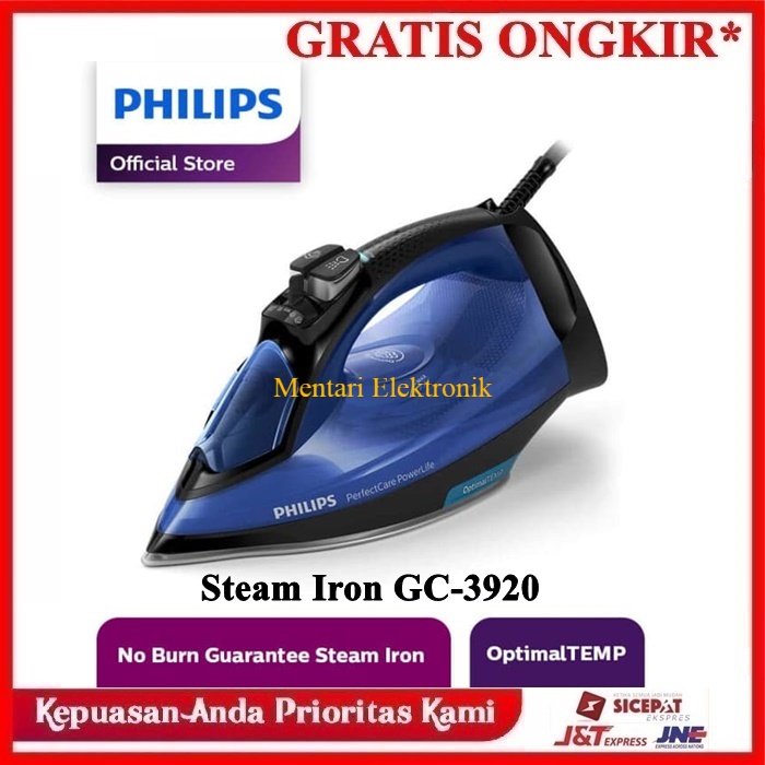 PHILIPS Setrika Uap Optimal Temp GC-3920 Smart Iron / Gosokan Baju Uap GC3920