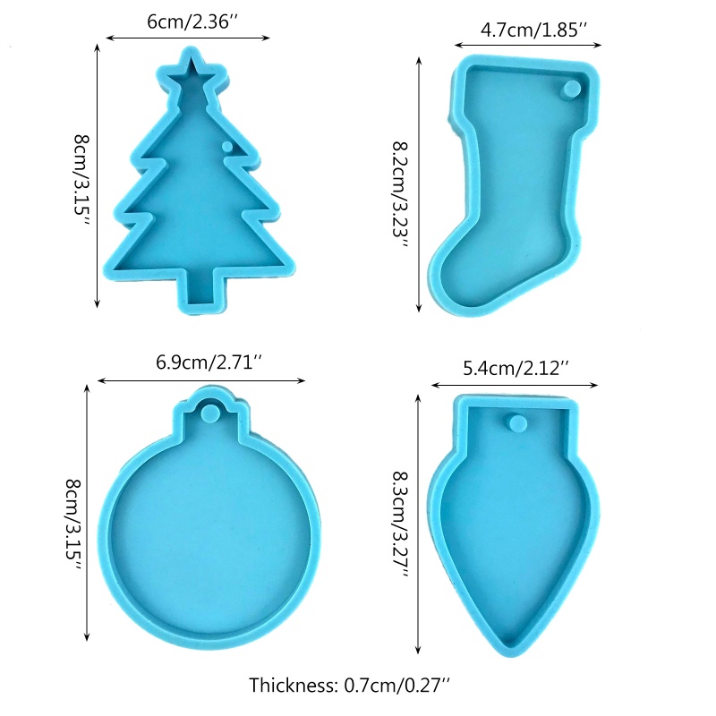 Siy Cetakan Resin Epoxy Bentuk Gantungan Kunci Natal Bahan Silikon Untuk DIY Perhiasan