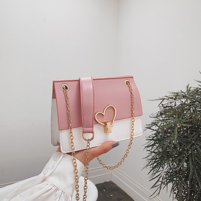 sling bag pink&white love gold Mclanee