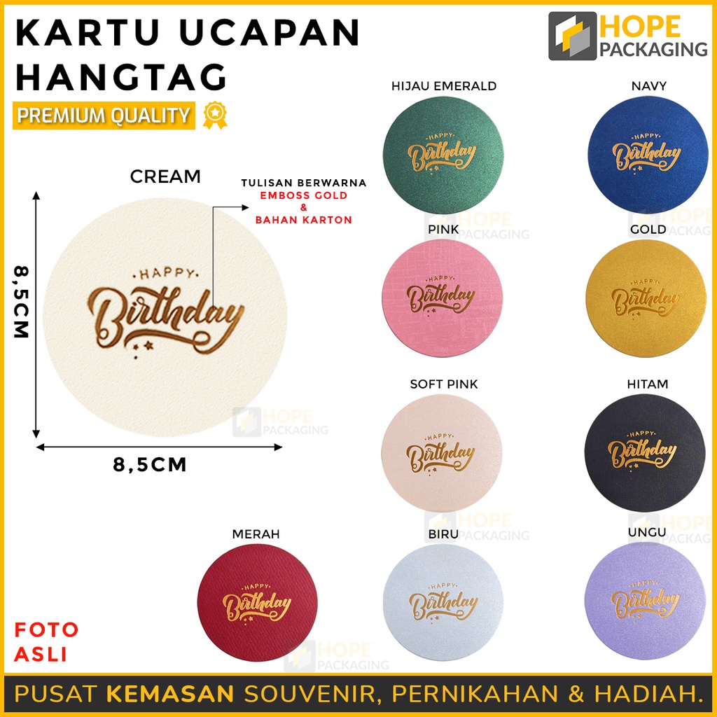 Kartu Ucapan Hangtag diameter 8,5 cm Happy Birthday  Kado Kartu Ucapan Ulang Tahun All Varian