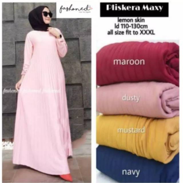 Fourfashion GAMIS PLISKET LISKERIA GAMIS MUSLIM WANITA JUMBO FIT TO XXL