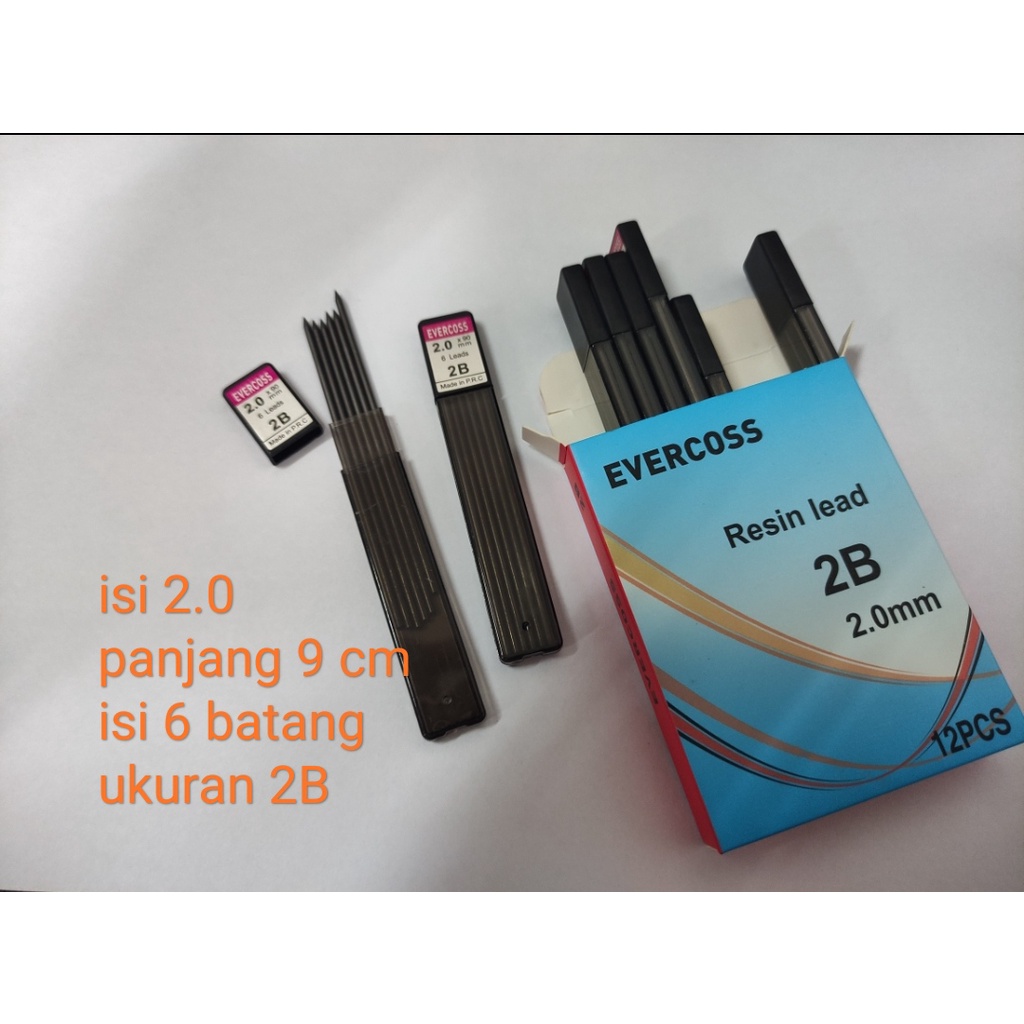 

isi pensil 2.0 evercross 9 cm 6 buah 2B