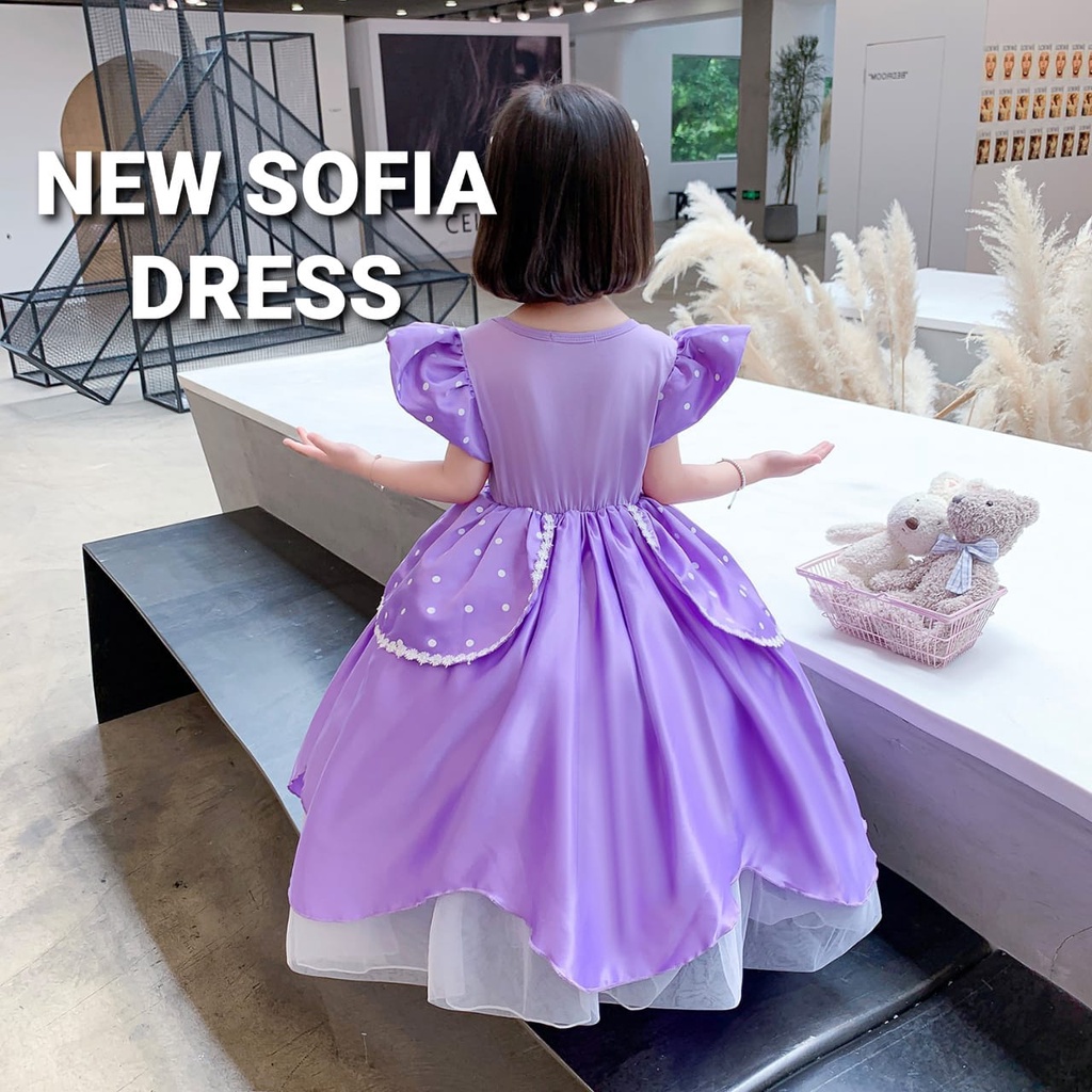 NEW SOFIA DRESS KOSTUM PRINCESS SOFIA DRES PRINCES IMPOR GAUN PESTA ANAK UNGU