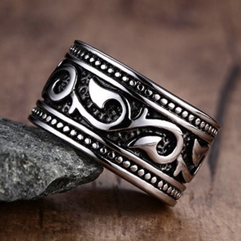 Cincin Hitam Perak Pria Motif Fancy Peripheral