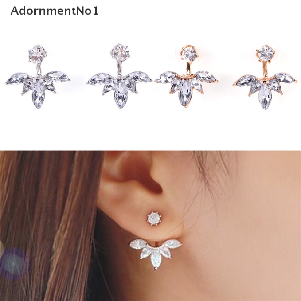 (AdornmentNo1) Anting Tusuk Gantung Desain Daun Hias Berlian Imitasi Untuk Wanita