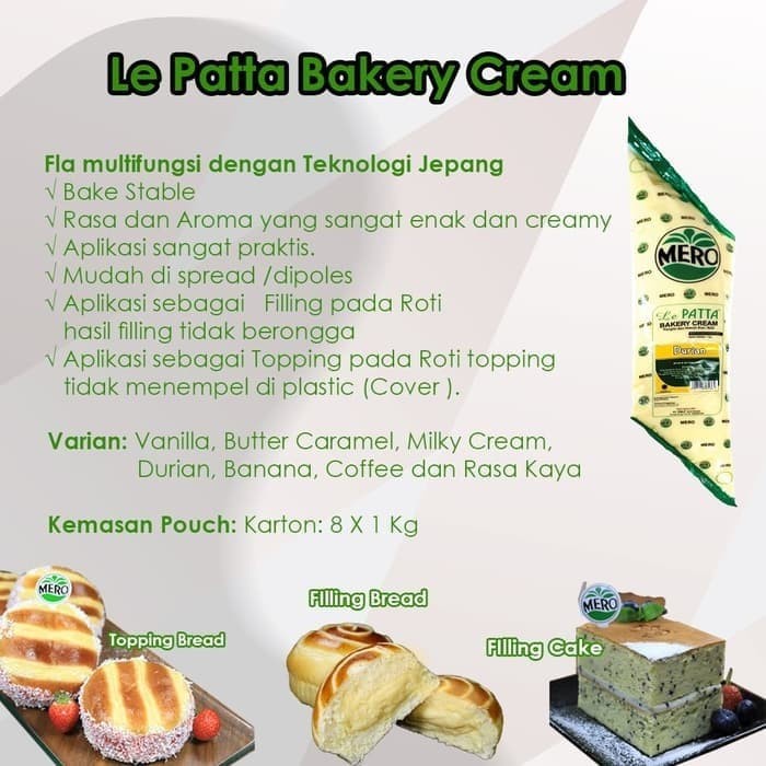 Fla Le Patta Bakery Cream Durian 250 gr