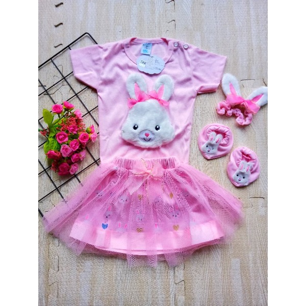 [0-12 bulan] SETELAN BAJU JUMPER ROK TUTU GOTIK SUSUN BAYI PEREMPUAN 0-12 BULAN MINNIE MOUSE / SET JUMPER ROK TUTU FREE BANDO KELINCI / SETELAN BAJU BAYI CEWEK LUCU / SETELAN JUMPER ROK TUTU SUSUN RABBIT KELINCI