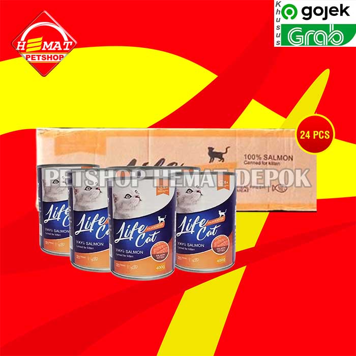 Gosend Makanan Kucing Wet Food Kaleng Life Cat Grosir Dus 24 PCS 400GR