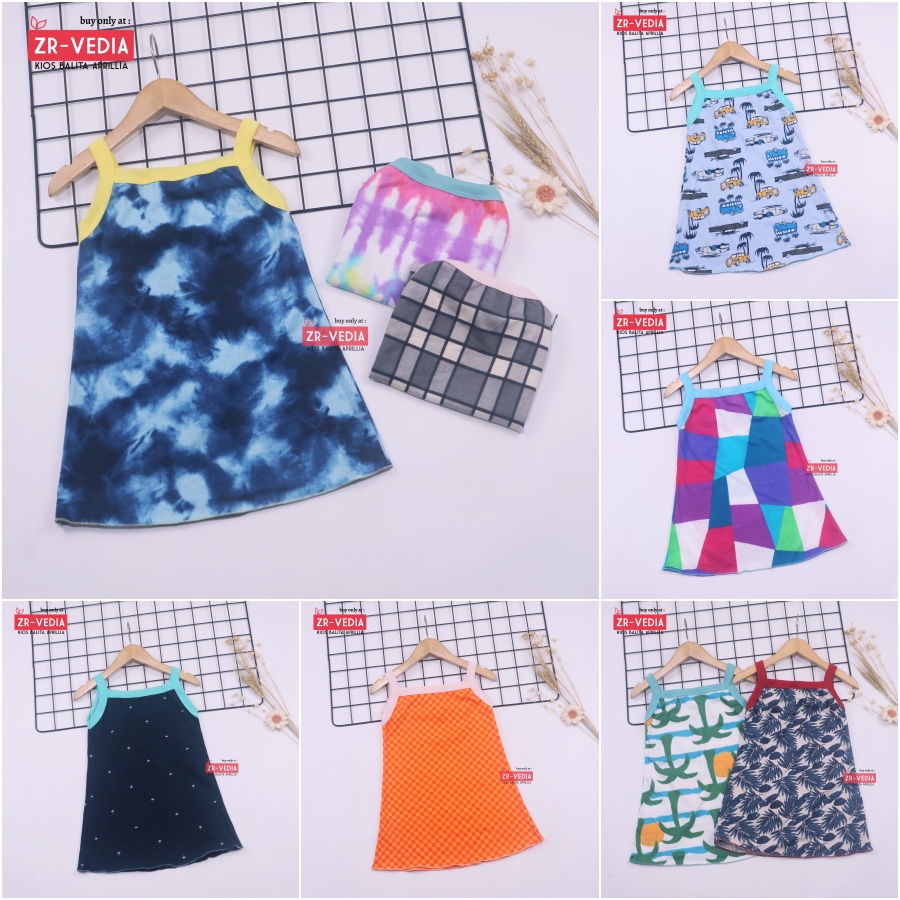 Tanktop Dress Uk 1-2 Tahun / TERMURAH Atasan Harian Anak Perempuan Adem Bahan Kaos Daster Cewek Kiosbalitaaprillia