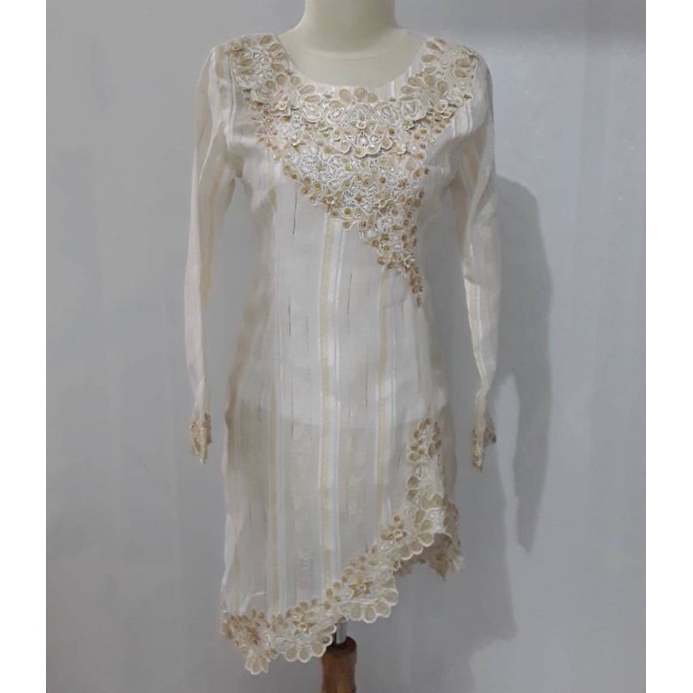kebaya modern payet resepsi putih gading kebaya kurung
