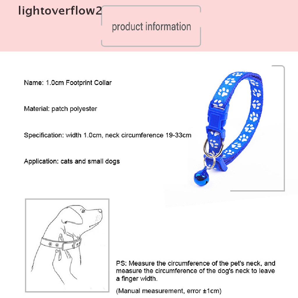 (lightoverflow2) Kalung Collar Adjustable Motif Telapak Kaki Kucing Warna-Warni Dengan Lonceng