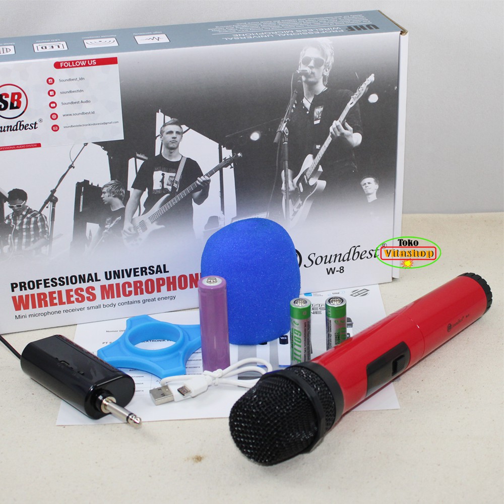 Microphone Wireless Soundbest W-8 MicTanpa Kabel Single Mik Original