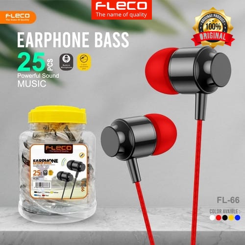 HEADSET HANDSFREE EARPHONE FLECO FL-66 ORIGINAL Super bass [1 toples isi 25] / Headset / Headphone [Earphone Universal Samsung Oppo Reno Vivo Realme Infinix Zenfone Huawei Nokia Xiaomi Redmi Poco]