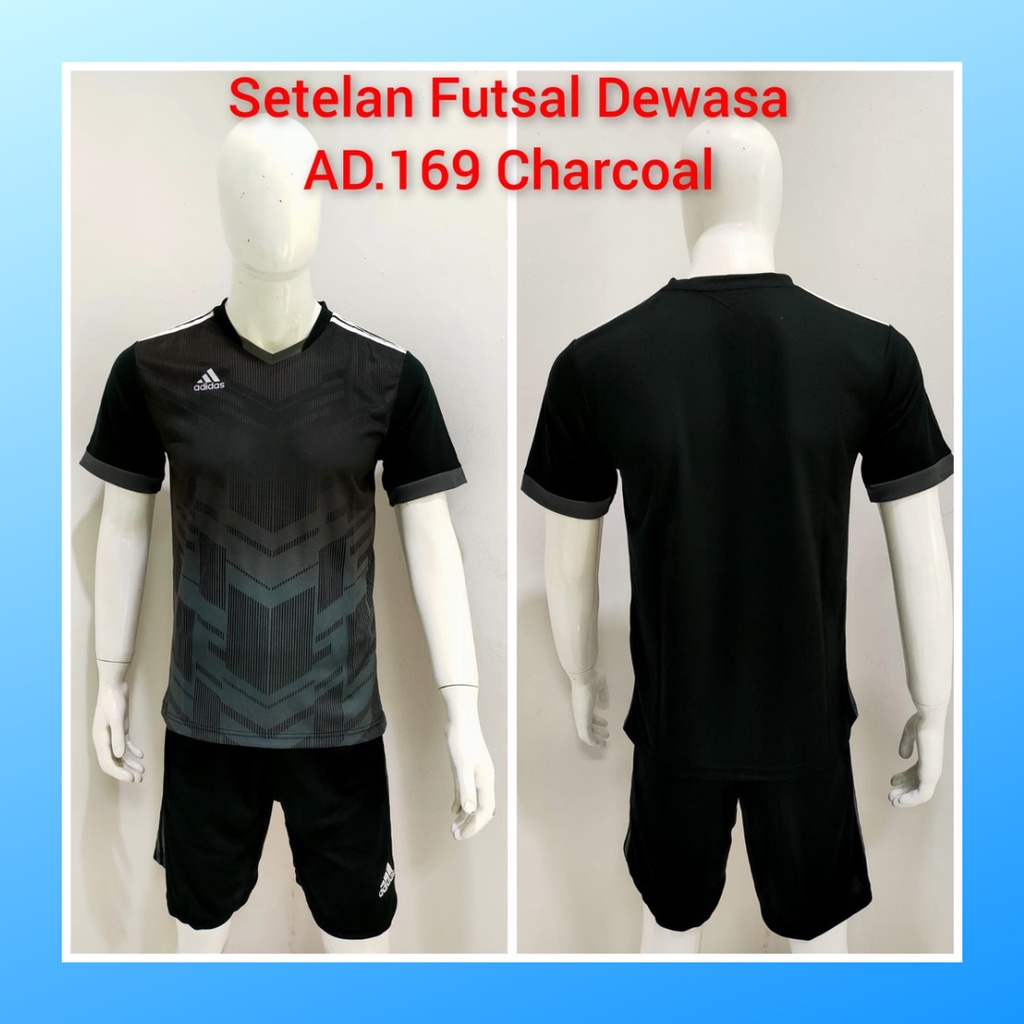 jersey futsal pria kaos sepak bola baju dan celana setelan wanita dewasa t-shirt outfit seragam jarsey kostum olahraga pakaian apparel print sport jersy soccer casual jersi suit AD169 charcoal