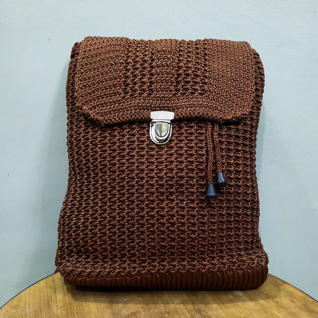 Tas Ransel Rajut Camilia - SenjabyAtsa-Coklat Tua