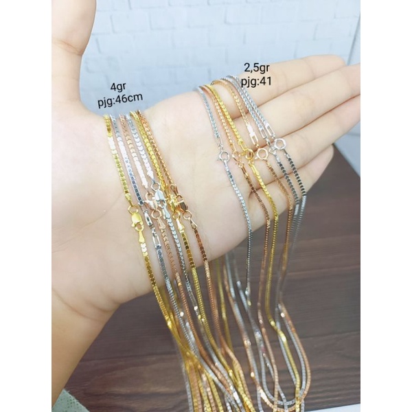 Kalung milano ice dewasa S925 / perhiasan perak 925 berlapis emas