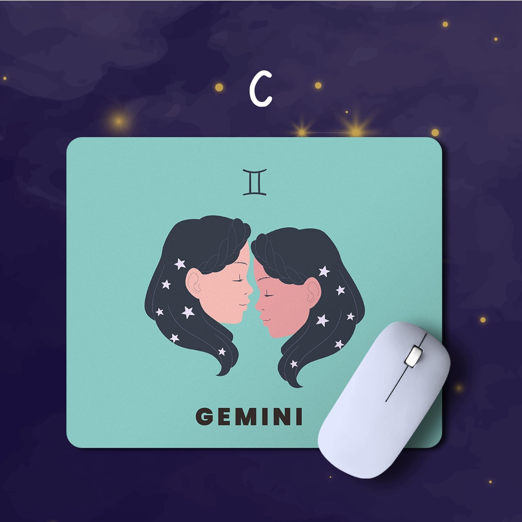 READY STOCK Custom Mousepad Zodiac Motif Aries Taurus Gemini Cancer Leo Virgo(Premium)