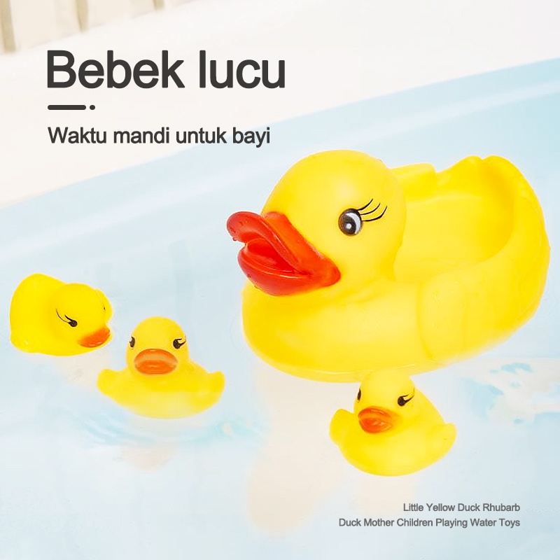 Bebek mainan mandi bayi/Satu besar tiga kecil/MAINAN MURAH BAYI BALITA ANAK BEBEK KARET/HIU KARET/CUTE HAMMER BUNYI LUCU KOLAM SPA BABY  L53